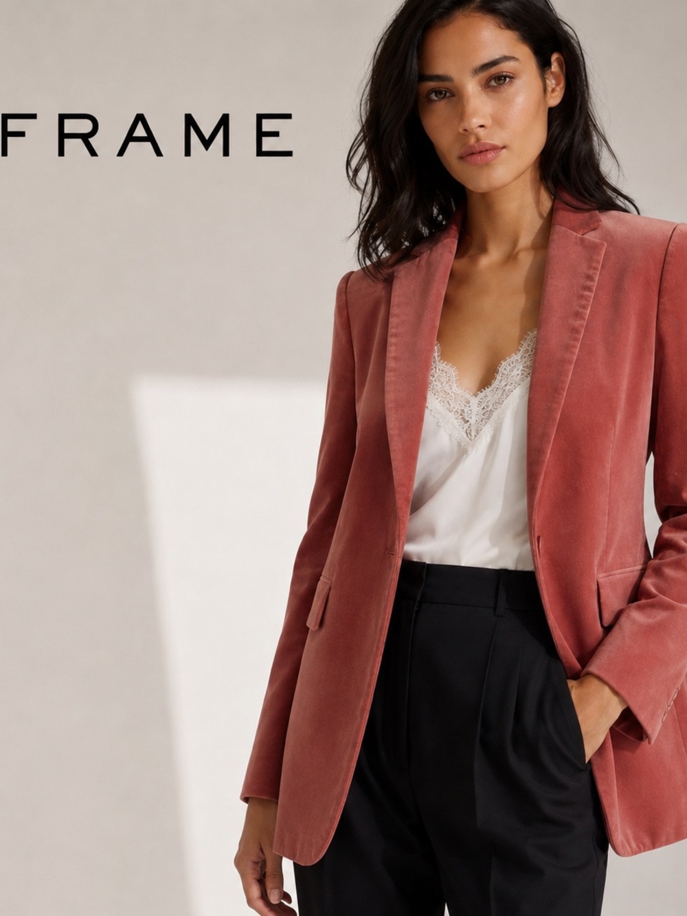 🌸FRAME Velvet Blazer Size 2 Old Rose Preppy Quiet Luxury